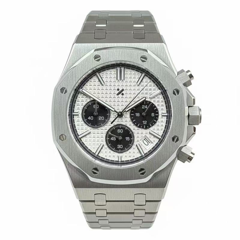 OCTOMOD| Chrono White Panda – Integrated Steel VK63 - WATCH MODS