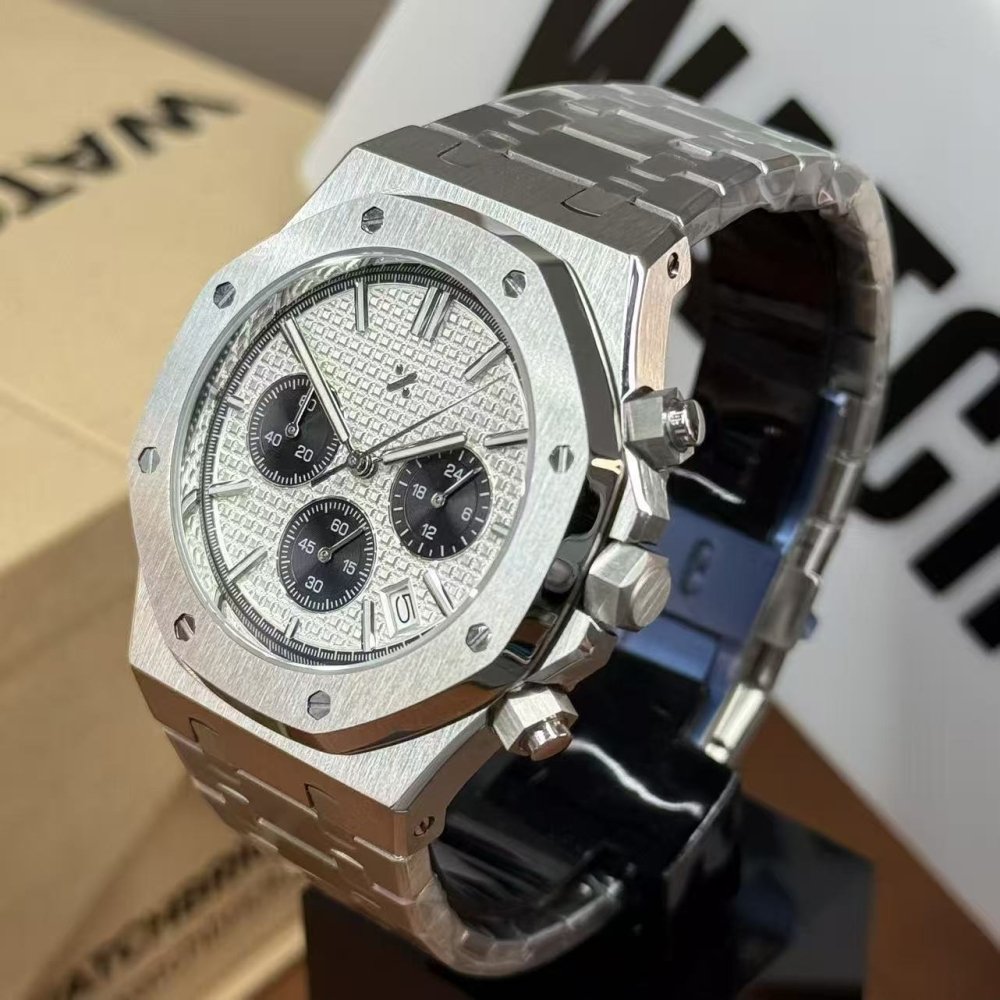 OCTOMOD| Chrono White Panda – Integrated Steel VK63 - WATCH MODS