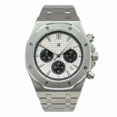 OCTOMOD| Chrono White Panda – Integrated Steel VK63 - WATCH MODS