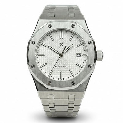 OCTOMOD | White Grid – Integrated Steel NH35 - WATCH MODS